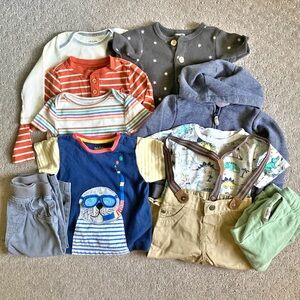 11-pc Bundle assorted baby boy clothes, ~6-12M.